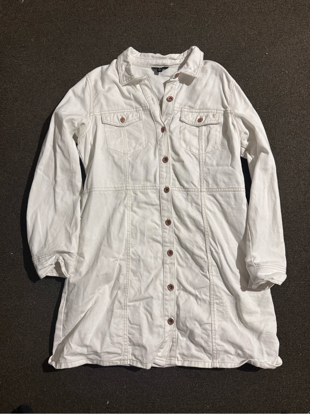 Frye White Long Button-Front Denim Dress